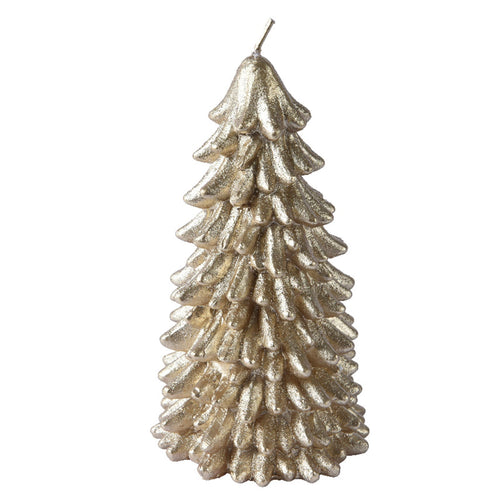 Candela decorativa a forma di albero di natale color champagne