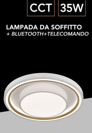 Plafoniera Led 35w Cct 3 Colorazioni Luce Gestibile Con Telecomando App Bluetooth Pn-31-3c
