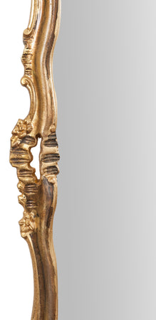 Biscottini Specchiera da parete in legno finitura foglia oro ossidato anticato L68XPR7,5XH122 cm Made in Italy