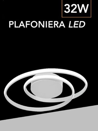 Plafoniera Lampadario Led Smd Soffitto Design Ad Anelli 32w 3in1 Cct 3000k-6500k Pn-20b3c