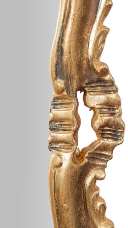 Biscottini Specchiera da parete in legno finitura foglia oro ossidato anticato L68XPR7,5XH122 cm Made in Italy