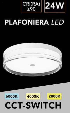 Plafoniera Led 24 W A Soffitto Moderna Tecnologia Cct 3 Tonalità Selezionabili Bl300-3c