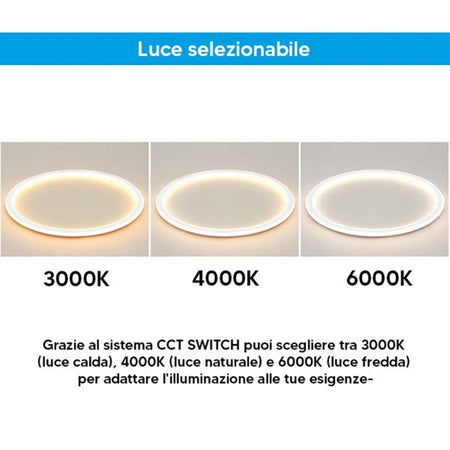 Plafoniera Led Da Soffitto Circolare 43w 3440lm Cct Switch Ip20 Luce Selezionabile C13-3c