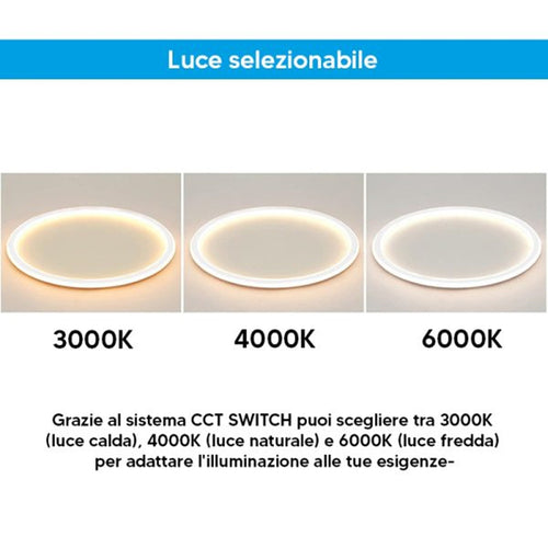 Plafoniera Led Da Soffitto Circolare 43w 3440lm Cct Switch Ip20 Luce Selezionabile C13-3c