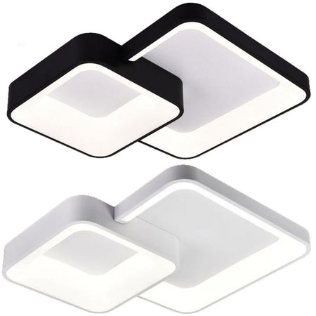 Plafoniera Soffitto Led 58w 2 Quadrati Lampadario Cct 3 Colorazioni 3000k A 6500k C59-3c
