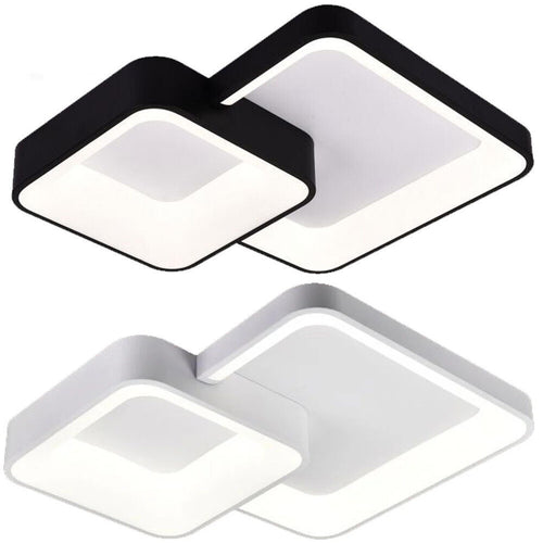 Plafoniera Soffitto Led 58w 2 Quadrati Lampadario Cct 3 Colorazioni 3000k A 6500k C59-3c