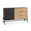Mobile credenza Allycia in mdf-legno di frassino, gambe in acciaio, per interno