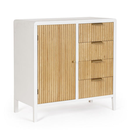 Mobile credenza "Allycia" in mdf-legno di frassino, gambe in acciaio, per interno