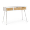 Consolle Charley con struttura in mdf, colore bianco-naturale, 110 x 40 x 78h cm