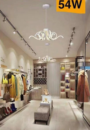 Lampadario Led A Sospensione 54w Design Curvo Luce Selezionabile 3000k-4000k-6500k B17-3c