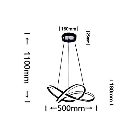 Lampadario Led Moderno Intrecciato 60w Ip20 Cromato Cct Tripla Colorazione Luce A50-a3c