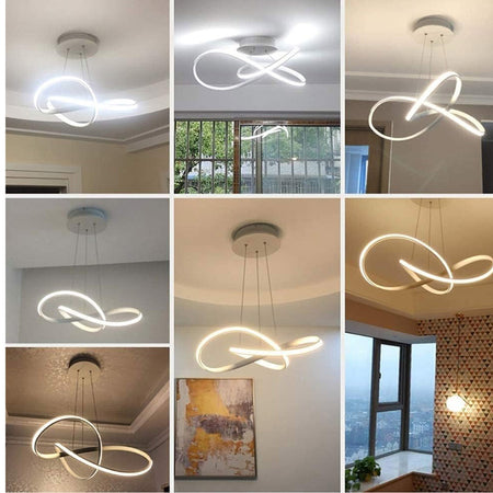 Lampadario Led Moderno Intrecciato 60w Ip20 Cromato Cct Tripla Colorazione Luce A50-a3c