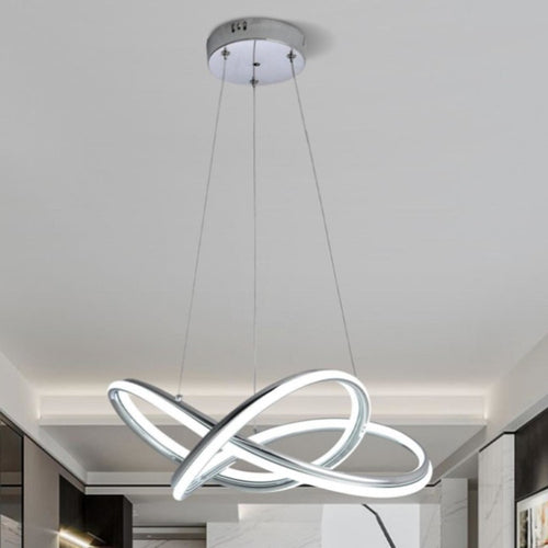 Lampadario Led Moderno Intrecciato 60w Ip20 Cromato Cct Tripla Colorazione Luce A50-a3c