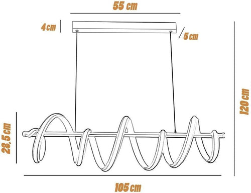 Lampadario Led 60 Watt Lampada Twist Bianco Stilizzato Tecnologia Cct 3000k-6500k A68-b3c