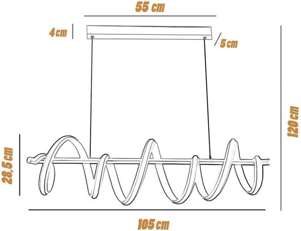 Lampadario Led 60 Watt Lampada Twist Bianco Stilizzato Tecnologia Cct 3000k-6500k A68-b3c