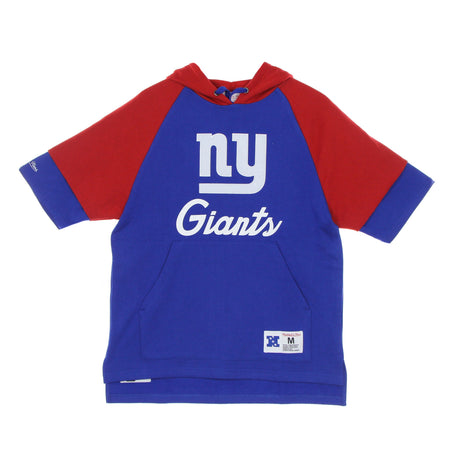 MITCHELL &amp; NESS Felpa Cappuccio Manica Corta Uomo Nfl Fleece Hoodie Neygia Royal Blue da uomo