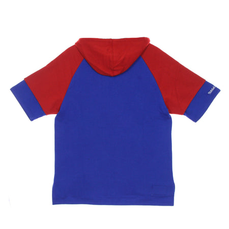 MITCHELL &amp; NESS Felpa Cappuccio Manica Corta Uomo Nfl Fleece Hoodie Neygia Royal Blue da uomo