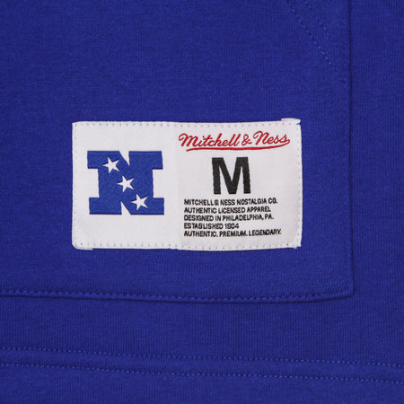 MITCHELL &amp; NESS Felpa Cappuccio Manica Corta Uomo Nfl Fleece Hoodie Neygia Royal Blue da uomo