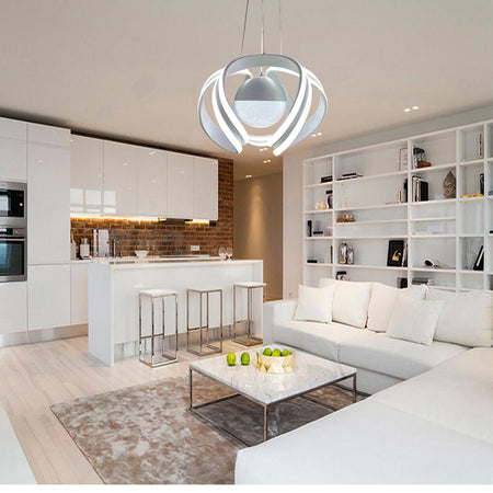 Lampadario A Led 78 W Con Sfera Con Brillantini Glitter Tecnologia Cct Switch B21-3c