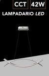 Lampadario A Sospensione Led 2 Linee Curve Bianco 42w Cct Tre Tonalita' Di Luce Lp-27-b3c