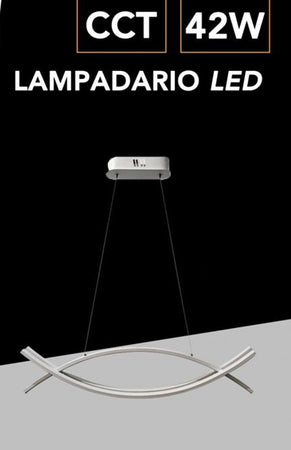 Lampadario A Sospensione Led 2 Linee Curve Bianco 42w Cct Tre Tonalita' Di Luce Lp-27-b3c