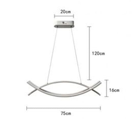 Lampadario A Sospensione Led 2 Linee Curve Bianco 42w Cct Tre Tonalita' Di Luce Lp-27-b3c