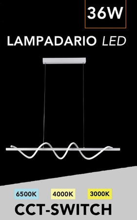 LAMPADARIO A LED 36W A SOSPENSIONE LAMPADA BIANCA TWIST TECNOLOGIA CCT SWITCH B65-B3C
