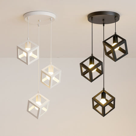Lampadario Da Soffitto A Sospensione 3 Cubi 3d Stile Geometrico Attacco E27 Ip20 Lp-47