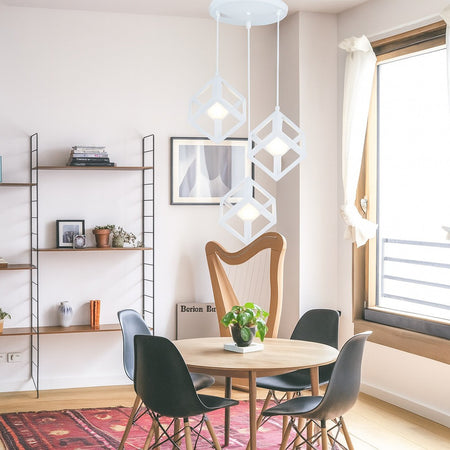 Lampadario Da Soffitto A Sospensione 3 Cubi 3d Stile Geometrico Attacco E27 Ip20 Lp-47