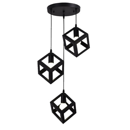 Lampadario Da Soffitto A Sospensione 3 Cubi 3d Stile Geometrico Attacco E27 Ip20 Lp-47