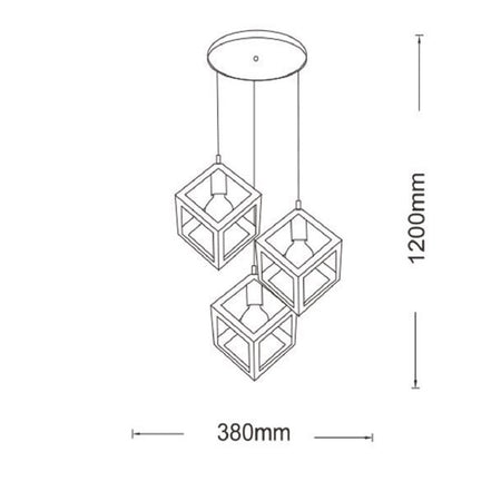 Lampadario Da Soffitto A Sospensione 3 Cubi 3d Stile Geometrico Attacco E27 Ip20 Lp-47