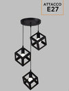 Lampadario Da Soffitto A Sospensione 3 Cubi 3d Stile Geometrico Attacco E27 Ip20 Lp-47