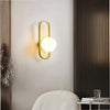 Applique Da Parete Minimalista Lampada Da Muro In Metallo Bronzo Con Sfera Vetro G9 Aq47