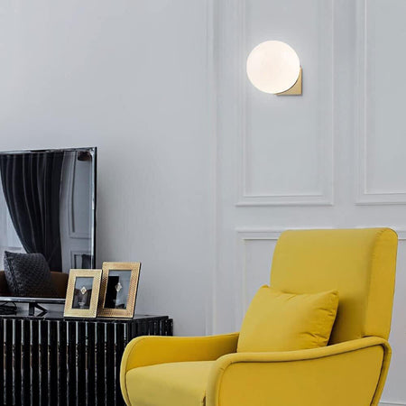 Applique A Parete Bronzo Metallo Con Sfera Lampada Da Muro Minamalista Attacco G9 Aq55