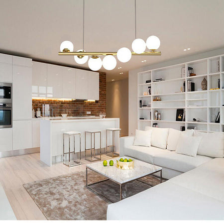 Lampadario A Sospensione Da Soffitto Bronzo Decorativo Con 7 Sfere In Plastica G9 A06