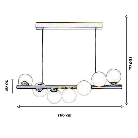 Lampadario A Sospensione Da Soffitto Bronzo Decorativo Con 7 Sfere In Plastica G9 A06