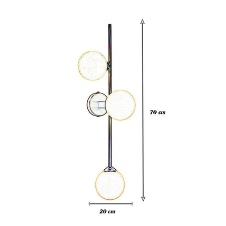Applique A Parete Bronzo Metallo Con 3 Sfere Lampada Da Muro Minamalista Attacco G9 Aq57