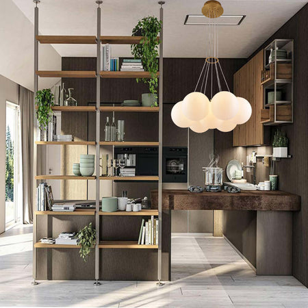 Lampadario A Sospensione Bronzo Lampada Minimal Da Soffitto Con 7 Sfere Attacco G9 Lp-84-7