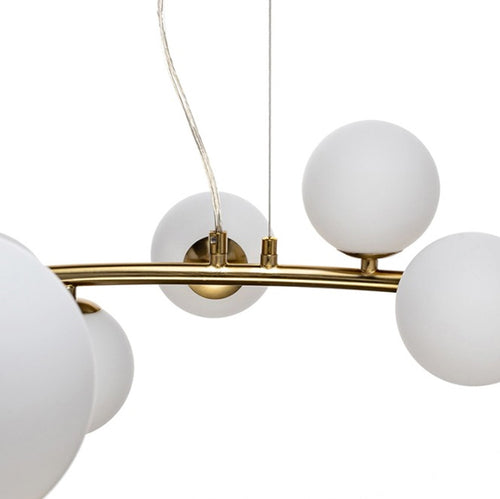 Lampadario A Sospensione Contemporaneo In Metallo Bronzo Con 15 Sfere Attacco G9 B94