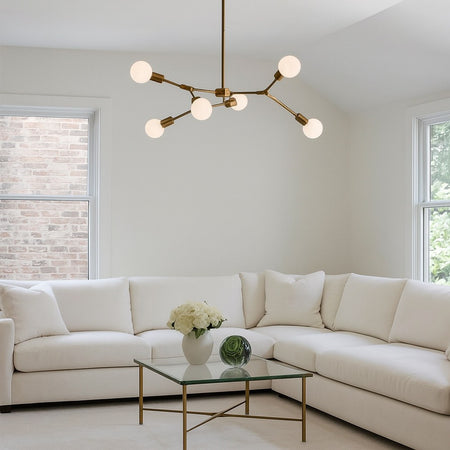 Lampadario A Sospensione In Bronzo Geometrico Con 6 Bracci Attacco E27 Da Soffitto A45-6