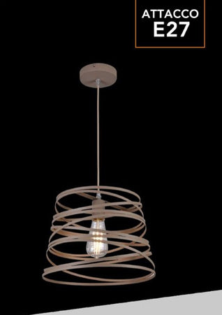 Lampadario A Sospensione Moderno Con Paralume In Metallo A Vortice Traforato Tortora A08