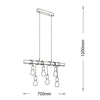 Lampadario Sospensione Legno Stile Industriale 6 Portalampada E27 Lampada Cucina B47-6