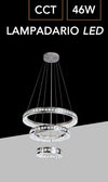 Lampadario Led A Sospensione Soffitto 46w Cct 3 Anelli Decorati Cristalli Acrilico B50-3c