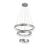 Lampadario Led A Sospensione Soffitto 46w Cct 3 Anelli Decorati Cristalli Acrilico B50-3c