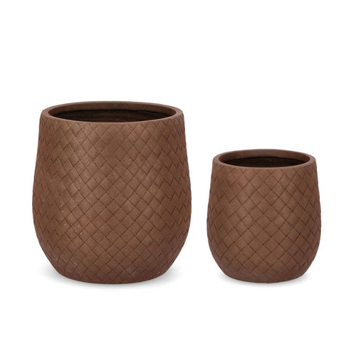 Vasi Rhombus in fibra di vetro e argilla per fiori e piante da esterno set da 2