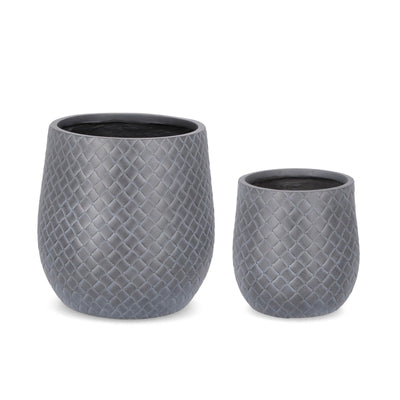Vasi Rhombus in fibra di vetro e argilla per fiori e piante da esterno set da 2