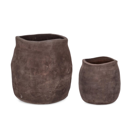Vasi "Minh" sagomato in terracotta per fiori e piante da esterno set da 2
