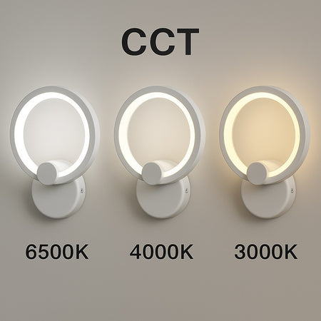 Applique Led Forma Di Cerchio 9w Moderna Tecnologia Cct Luce Fredda Calda Naturale E27-3c