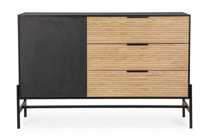 Mobile credenza "Allycia" in mdf-legno di frassino, gambe in acciaio, per interno