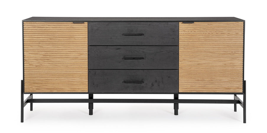 Mobile credenza "Allycia" in mdf-legno di frassino, gambe in acciaio, per interno